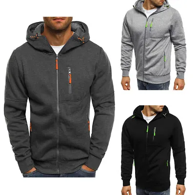 Men Spring Fleece Lined Hoodie Long Sleeve Zip Up Pocket Warm Jackets Sweatshirt • $23.96