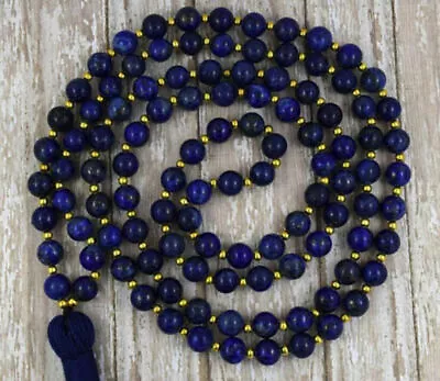 8mm Lapis Lazuli 108 Tibetan Buddhist Prayer Beads Mala Necklace AAA+ • $7.33