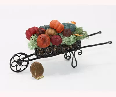 Dollhouse Miniature 1:12 Artisan Fall Garden Cart Wheelbarrow • $19.99