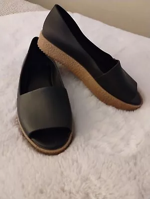 Melissa Shoes Black Open Toe Slip-On Platform Peep Toe Women's Size 8 US/39 EUR • $44.99