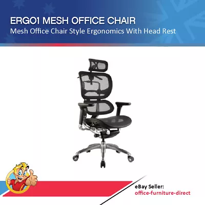 Ergo1 Mesh Office Chair Executive Ergonomic Ergohuman Style Gaming Chairs Arms • $997