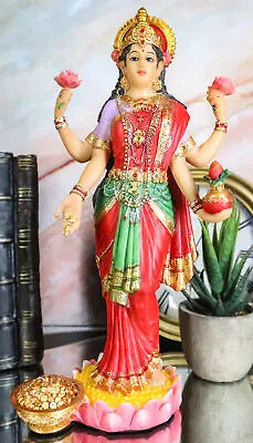 Hindu Goddess Sri Lakshmi Statue 10 H Shakti Of Vishnu Goddess Of Prosperity • $46.99