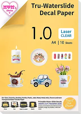 TransOurDream Tru-Waterslide Decal Paper Laser Printer Clear 10 Sheets A4 Water • £13.22