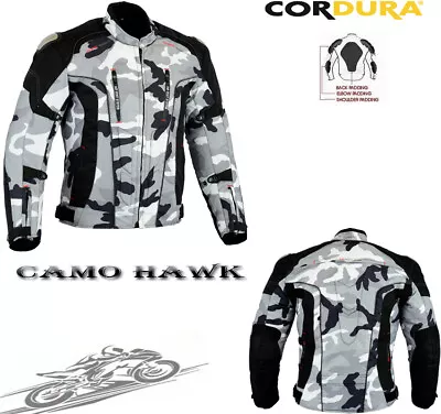 Mens Grey Camo Motorbike / Motorcycle Ce Armour Quilt Lining Textile Jacket • $68.42