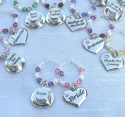 £1.68 • Buy Personalised Wedding Champagne  Wine Glass Charms Favours Decorations