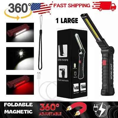 Rechargeable LED COB Work Light Mechanic Flashlight Lamp Magnetic Base NEW • $10.99