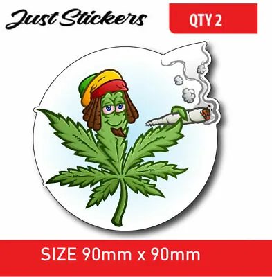 Cheerful Marijuana Leaf  Rastafari Hat Sticker  Bumper Sticker  Skate  Bike  • $3.88
