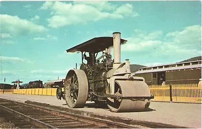 Large Steam Powered Road Roller Steamtown USA Bellows Falls Vermont Postcard • $3.40