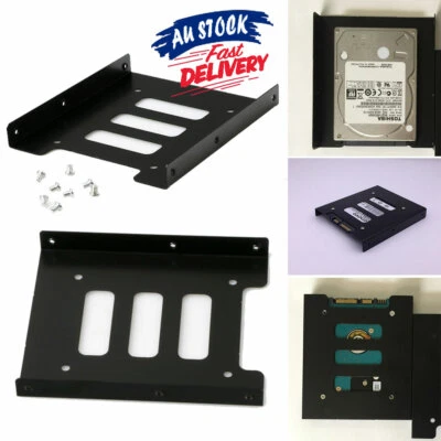 $6.39 • Buy HDD Mounting Rack Black Adapter Bracket 2.5  SSD To 3.5 Bay Hard Drive Dock Tray