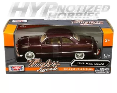 Motormax 1:24 1949 Ford Coupe Die-cast Burgundy 73213 • $16.60
