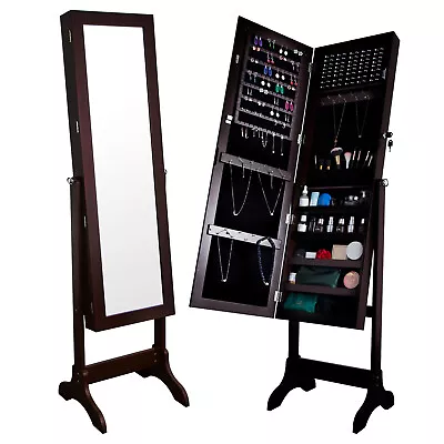 Full-Length Jewelry Cabinet Mirror Free Standing Armoire Storage Organizer • $85.49