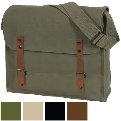 Medic Shoulder Bag Military Vintage Washed Canvas Solid Army NATO Leather • $18.99