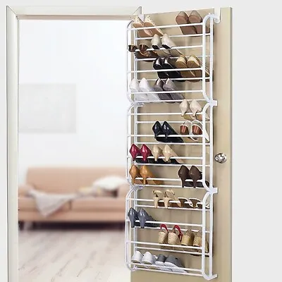 $51.95 • Buy 36 Pair Shoe Holder Organiser Over The Door Hanging Shelf Rack Storage Hook
