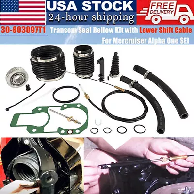 For Quicksilver Mercruiser Alpha One Transom Seal Bellow Kit & Lower Shift Cable • $104.49