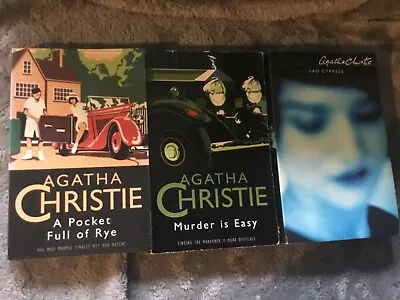 3x AGATHA CHRISTIE PAPERBACKS - SAD CYPRESS MURDER IS EASY & A POCKETFUL OF RYE • £6