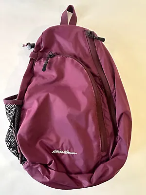 Eddie Bauer Sling Cross Body Bag Burgundy - Padded Strap Zip Close - EUC • $10