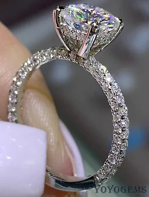 Solid 14K White Gold 2.50 Carat Round Cut Moissanite Solitaire Engagement Ring • $220.11