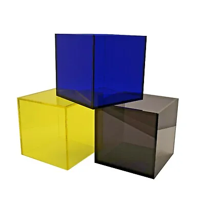 Perspex Cube Display Stand Square 5 Sided Box Acrylic Tray Retail Shop Holder • £17.82