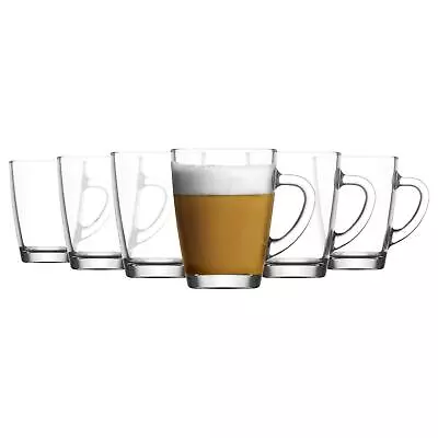 6x LAV Vega Glass Coffee Mugs Large Reusable Tea Latte Cappuccino Cup Set 300ml • £12