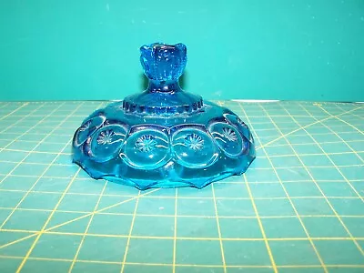 Vintage LE Smith Moon And Stars Blue Glass Candy Dish Replacement Lid ~6  Across • $15