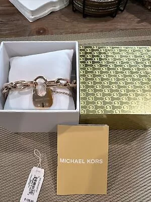 Michael Kors Cityscapes Padlock Rose Gold Chain Bracelet MKJ4629791 • $67