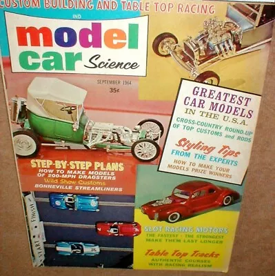 Model Car Science Sept 1964 Magazine Table Top Slot Car Racing Section Original • $19.99