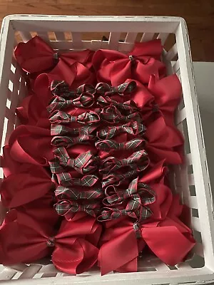 Job Lot 70 Handmade Hair Bows Red McGregor Tartan • £50