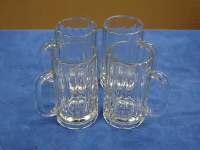 LIBBEY Heavy Beer / Float Mugs Ribbed 10 Panel Clear Glass - 16 Oz - Set Of 4  • $12