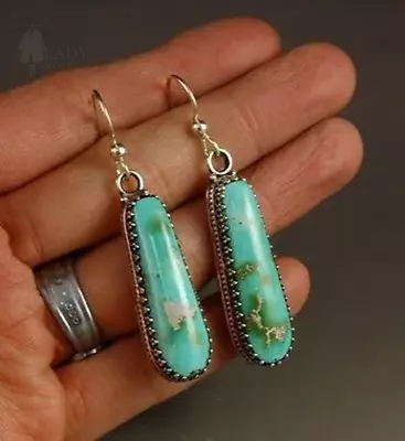 Vintage 925 Sterling Silver Natural Gemstone Turquoise Earrings  • $9