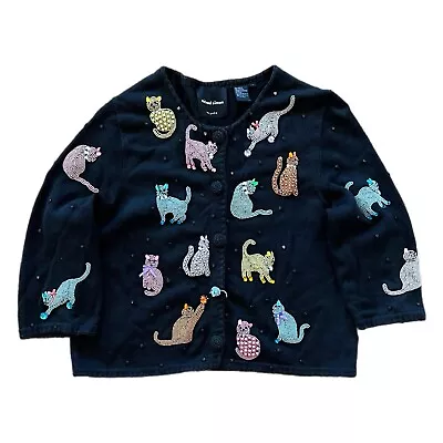 Vintage Michael Simon Cardigan Womens L Knit Sweater Cats Kittens • $149.99