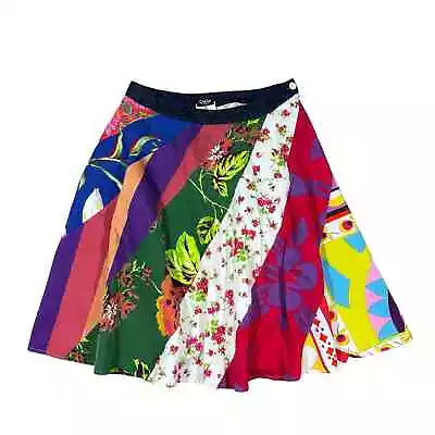 VTG 90s Dolce & Gabbana Pleated Patchwork Denim Circle Skirt 28  / Small • $68