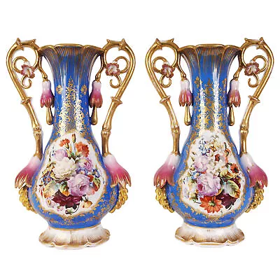 A Pair Of Porcelain Decorative Vases Vieux Paris (Old Paris) France • $3510