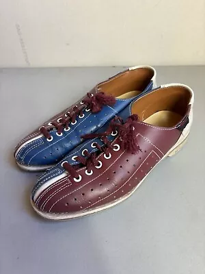 VINTAGE House Bowling Shoes Womens 8 Red White Blue Dynamic 80s 90s Rental Style • $19.88