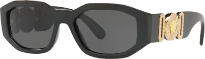$249 • Buy Versace VE4361 GB1/87 Biggie Black Grey Hexagonal Sunglasses