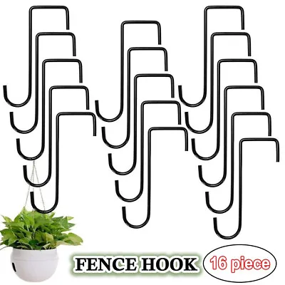 16Pcs Garden Fence Hanging Pot Basket Planter Hooks Metal Flowerpot Hanger Hooks • £4.99