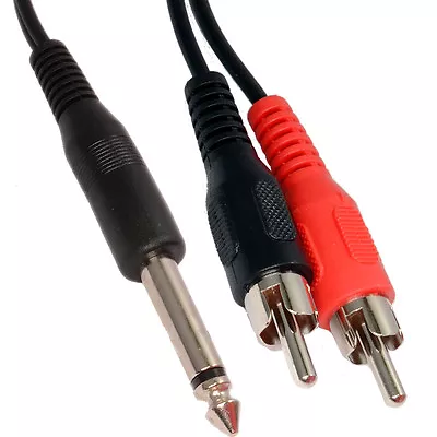 £5.29 • Buy 2m 2 RCA Male To 6.35mm 1/4  Mono Jack Cable Lead Audio Amp TRS Phono Plug
