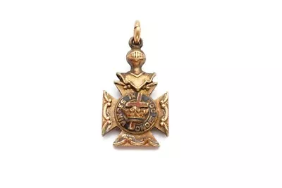 Vintage Masonic Knights Templar Gold Filled Pendant Fob • $179.99