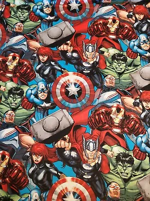 Fat Quarter FQ Marvel Advengers 100% Cotton Fabric Material Superhero Comic • $2.90