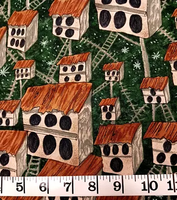 Rare Moda Purple Martin Bird Houses Watching BIRDHOUSES Nature Cotton Fabric 4y • $45