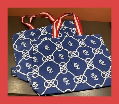 2 X Estee Lauder Nautical Rope Print Tote Travel Bag Shopper- Red/White/Blue • $10.95