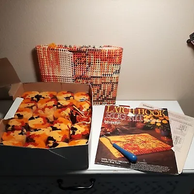 $15 • Buy WonderArt Latch Hook Kit WINDSWEPT Retro Orange Brown 70s Autumnal Fall STARTED!