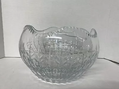 Carl Faberge Signed Bowl Full Lead Cut Crystal Centerpiece 9  House Of Igor • $58.50