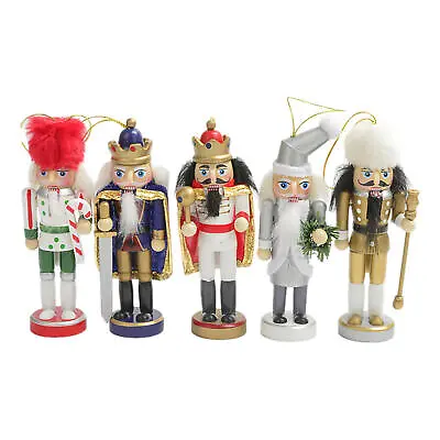 5 Pcs Rustic Wooden Soldier Nutcrackers Christmas Nutcracker Ornament Set Decors • $18.59