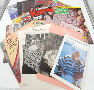 21 Pc Mixed Lot Vintage Knitting Crochet Pattern Magazines Doilies 40s 80s  90s • $33.87