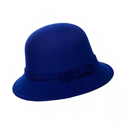 Women Hat Solid Color Windproof Coldproof Bow-knot Bowler Hat Elegant • $28.70