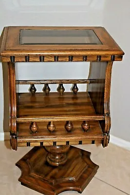 Vintage Antique Rotating Pedestal Side End Telephone Table 26  • $150
