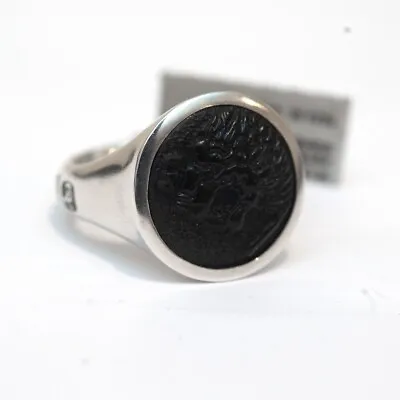 New DAVID YURMAN Men's PETRVS Lion Coin Ring Sterling Silver & Black Onyx 10 • $485