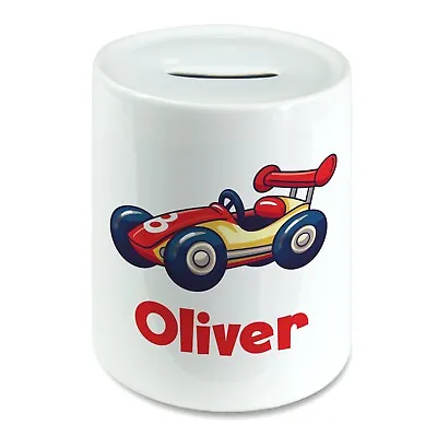 Personalised Any Name Race Car Kids Savings Money Box Piggy Bank. Boys Girls • £14.29