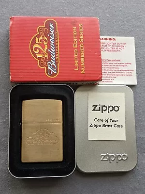 $119.99 • Buy 2001 BUDWEISER 125th ANNIVERSARY SOLID BRASS ZIPPO LIGHTER #0613/1000 MIB RARE