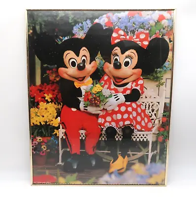 Vintage Walt Disney World Mickey Mouse Minnie Mouse Poster 16x20 Framed • $24.76